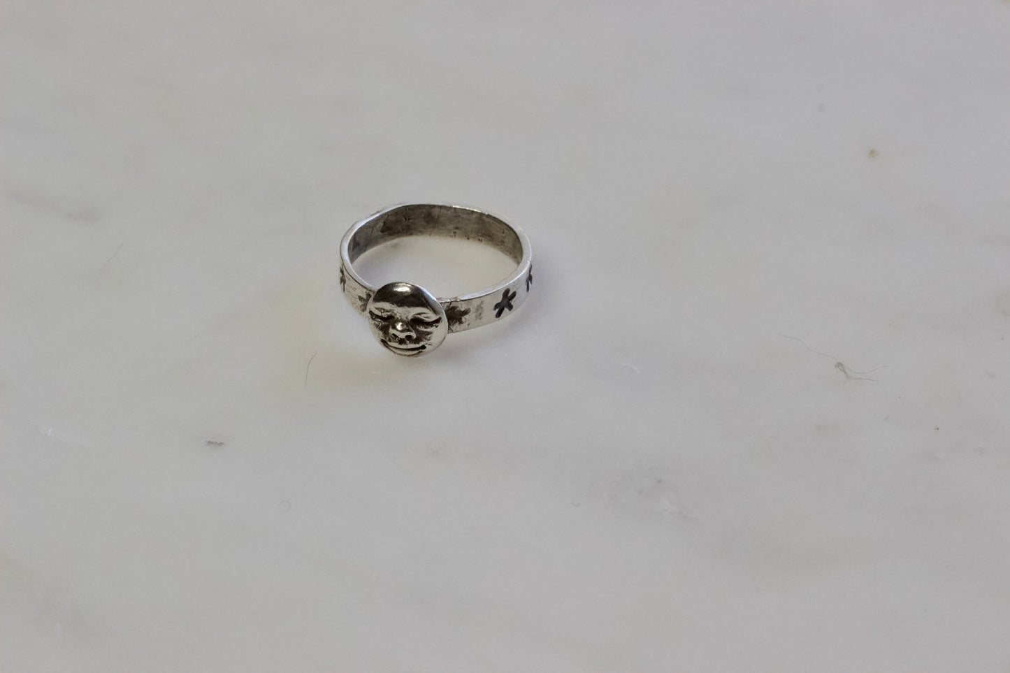 Moon Face and Stars Ring