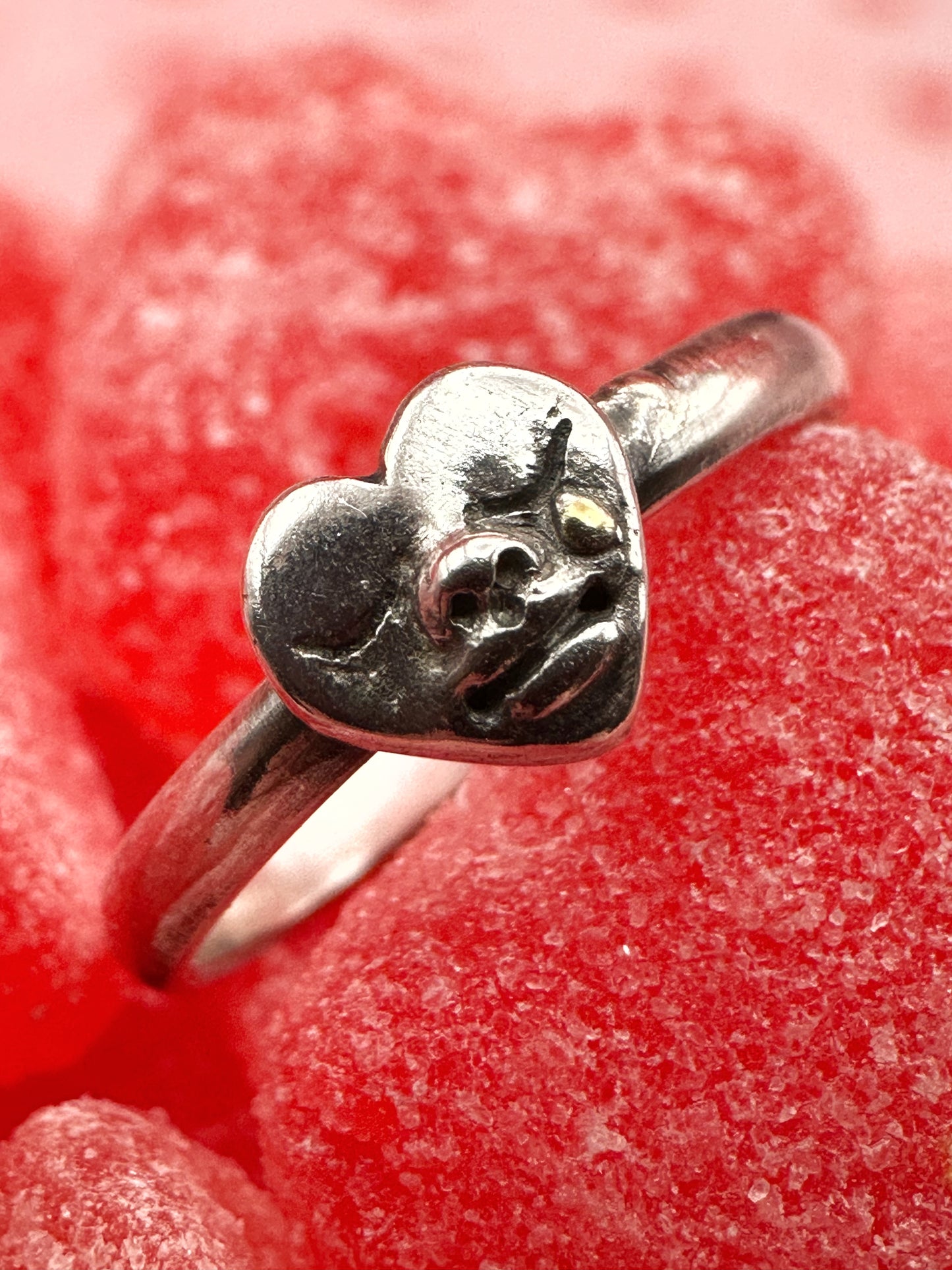 Heart Face with Golden Tear Ring